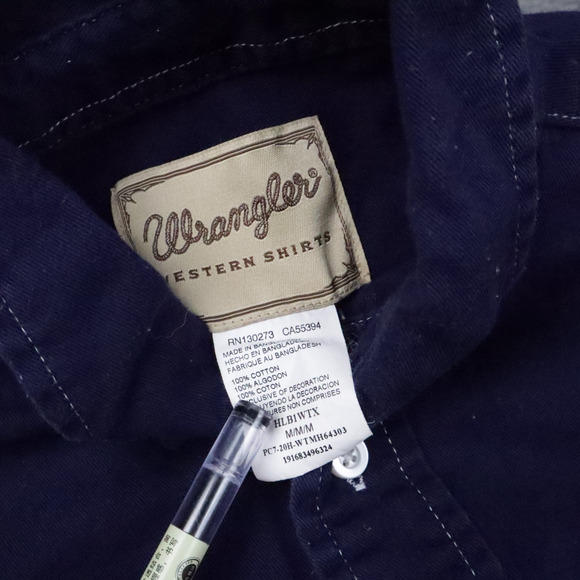 VTG Wrangler Texas Lone Star Flag Medium Multicolor Long Sleeve Collared Shirt - Picture 9 of 11